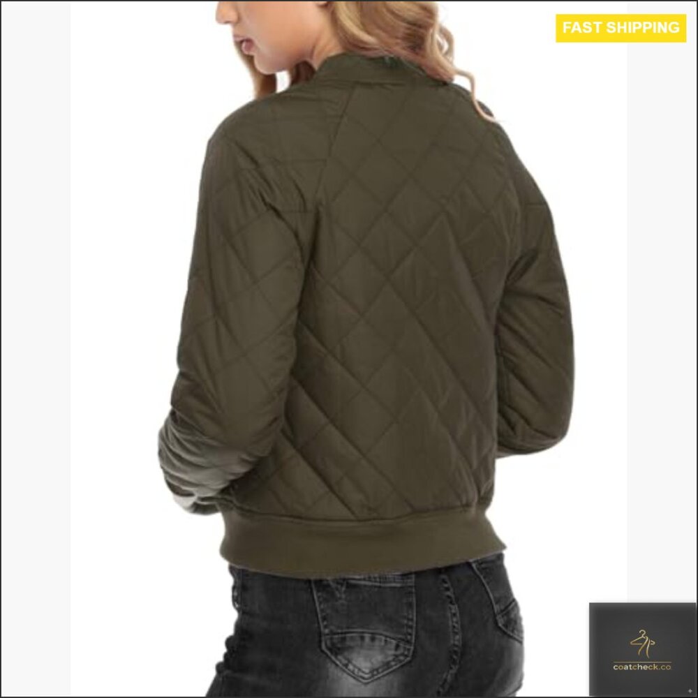 Quilted Bomber Jacket Lightweight Polyester Zip U… - image 6